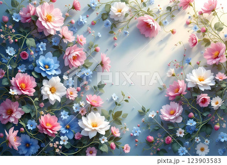 Blooming Blossoms Create an Enchanting Floral Tapestry in Soft Pastel Hues Blooming Blossoms Create an Enchanting Floral Tapestry in Soft Pastel Hues 123903583