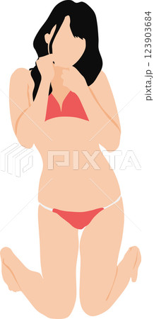 ポーズをとる水着を着た女性のイラスト ポーズをとる水着を着た女性のイラスト 123903684