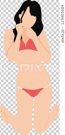 ポーズをとる水着を着た女性のイラスト ポーズをとる水着を着た女性のイラスト 123903684