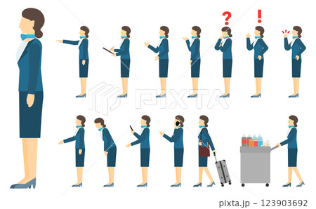 フラットイラスト:キャビンアテンダントサイド フラットイラスト:キャビンアテンダントサイド 123903692