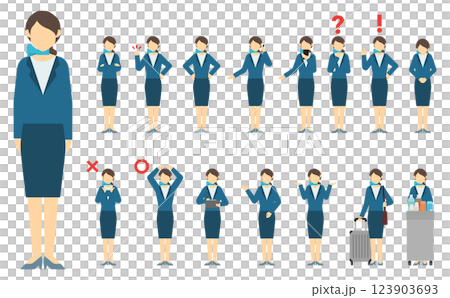 平面插圖：客艙空服員正面 123903693