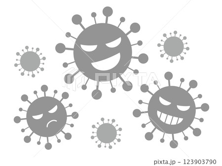 棘のある元気な黒いバイ菌のイメージイラスト 123903790