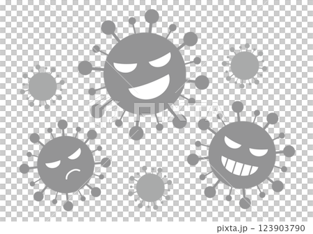 棘のある元気な黒いバイ菌のイメージイラスト 123903790