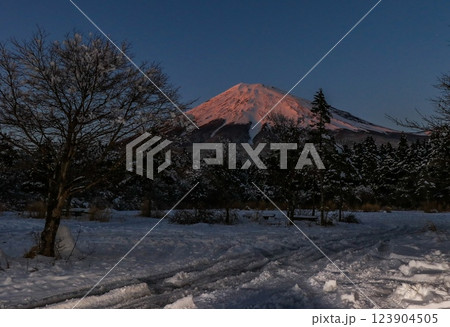 夕方富士山 123904505