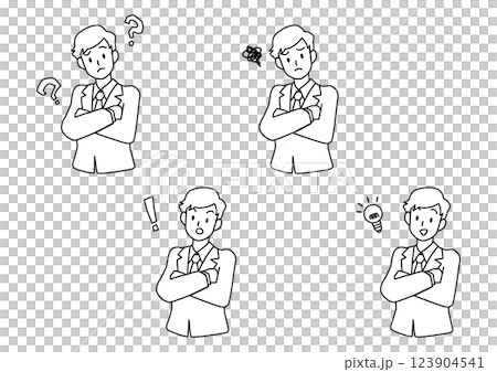 Simple line drawing businessman set 123904541