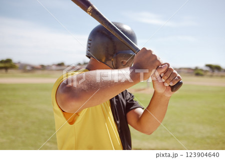 Baseball, training and baseball player hold bat for fitness workout holding bat on field outdoor. Athlete batter man, professional sports and pitch for health and wellness exercise for softball game Baseball, training and baseball player hold bat for fitness workout holding bat on field outdoor. Athlete batter man, professional sports and pitch for health and wellness exercise for softball game 123904640