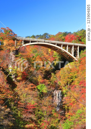 【宮城県】快晴の鳴子峡の紅葉 【宮城県】快晴の鳴子峡の紅葉 123904805