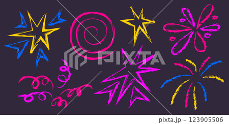 Neon firework crayon doodles 123905506