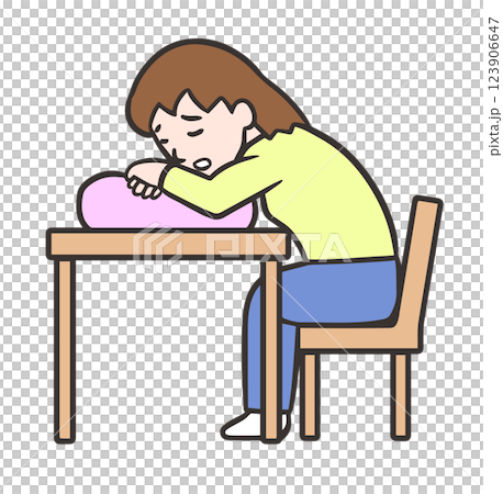 Orthopnea, woman sitting on chair leaning against cushion 123906647