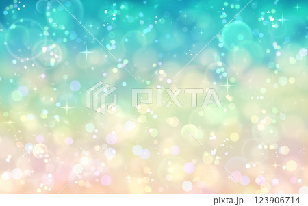 カラフルなグラデーションのキラキラ背景　イルミネーション　玉ボケ　光 123906714