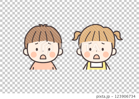 Full-body illustration of a boy and girl with a troubled face Full-body illustration of a boy and girl with a troubled face 123906734