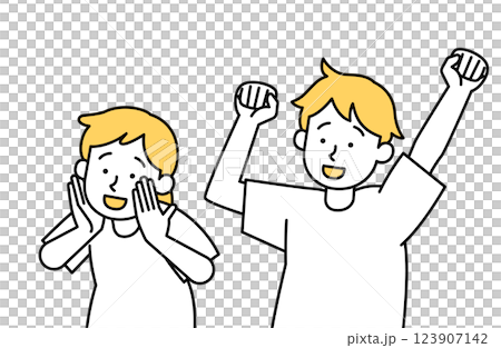Vector illustration of men and women cheering Cheering Spectators Sports Athletic meet 123907142