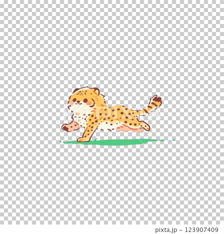 デフォルメ、走っているチーター、イラスト、アイコン、素材、動物 デフォルメ、走っているチーター、イラスト、アイコン、素材、動物 123907409