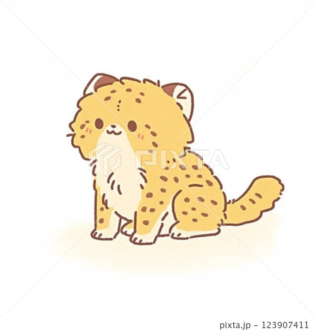 デフォルメ、シンプルなチーターのイラスト、アイコン、素材 123907411