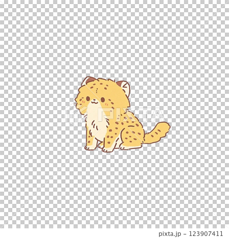 デフォルメ、シンプルなチーターのイラスト、アイコン、素材 123907411