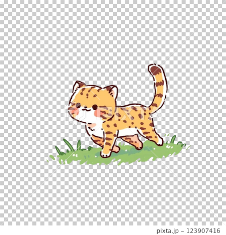 可愛いチーター、イラスト、デフォルメ、素材、アイコン 123907416