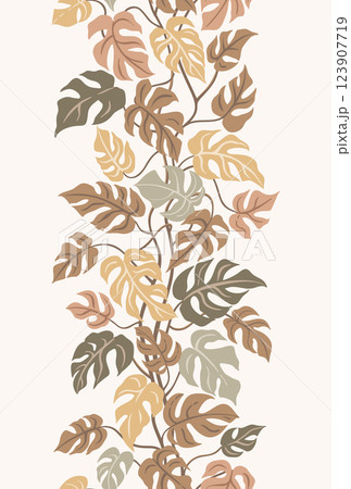 Vertical seamless floral pattern with leaves Vertical seamless floral pattern with leaves 123907719