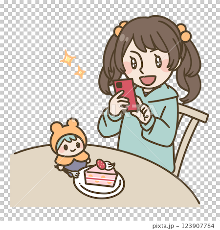 一個女孩製作毛絨玩具的插圖 123907784