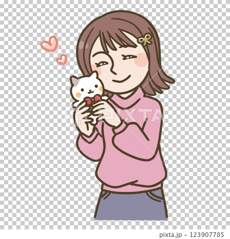 Illustration of a girl making stuffed toys Illustration of a girl making stuffed toys 123907785