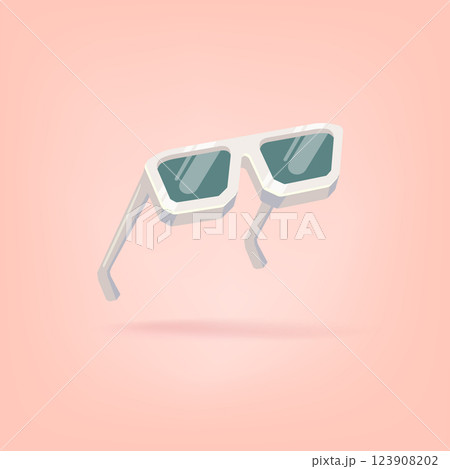 Stylish White Sunglasses Flat Lay Vector Illustration on Peach Background, Perfect for Summer Fashion and Accessory Designs, Ideal for Social Media and Marketing 123908202