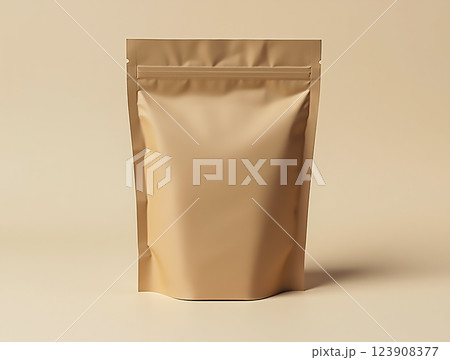 Neutral reusable packaging pouch for eco-friendly products, emphasizing sustainable choices in modern packaging solutions 123908377