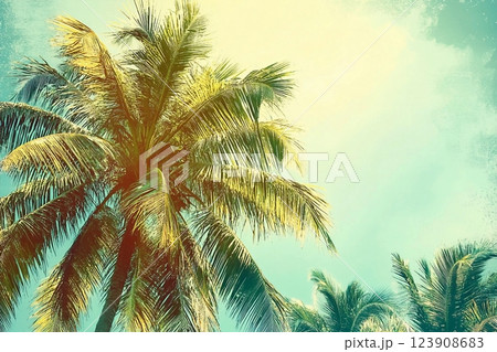 coconut palm tree in vintage style coconut palm tree in vintage style 123908683