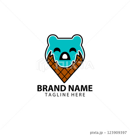 ice cream fox logo design vector 123909397