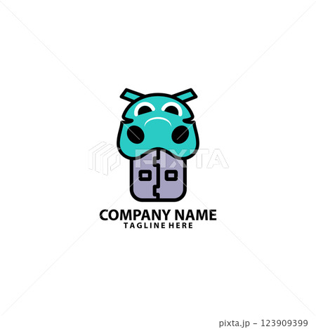 hippo USB logo design vector 123909399