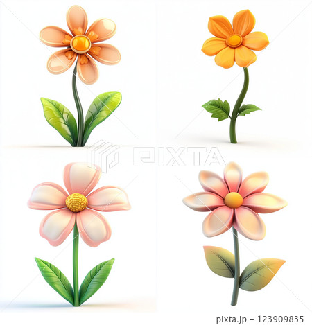 3D Cartoon Flower Isolated on White Background 3D Cartoon Flower Isolated on White Background 123909835