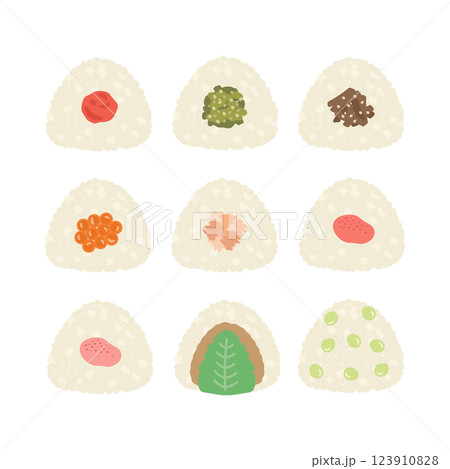 おにぎり　種類　イラストセット 123910828