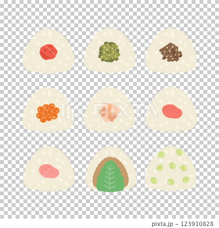 おにぎり　種類　イラストセット 123910828