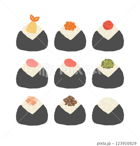 おにぎり　種類　イラストセット 123910829
