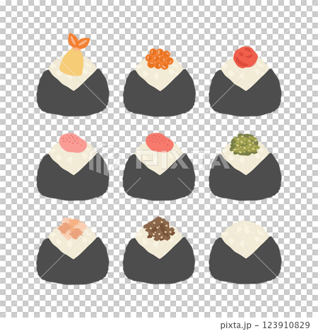 おにぎり　種類　イラストセット 123910829