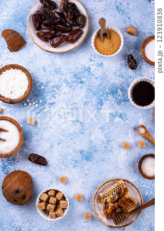 Various sugar replacement, healthy sweetener concept 123910836