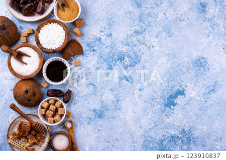 Various sugar replacement, healthy sweetener concept 123910837