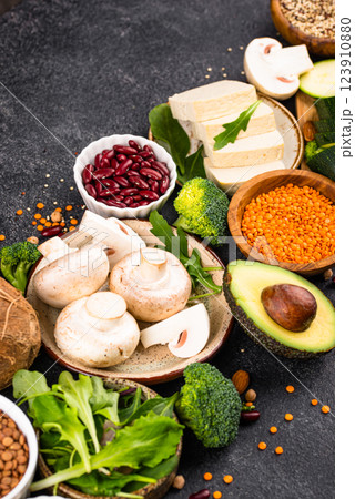 Vegan keto products. Ketogenic plant-based food 123910880