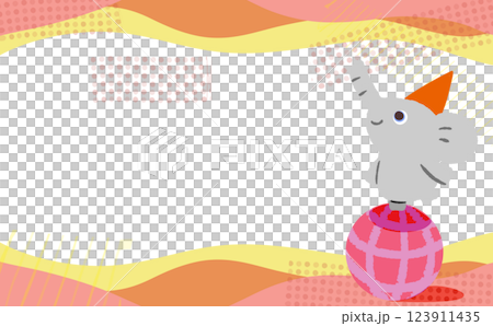 流行的騎球大象暖色框架 流行的騎球大象暖色框架 123911435