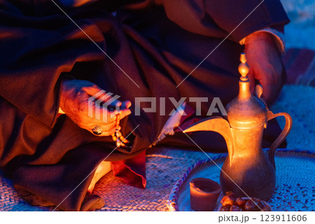 Traditional Bedouin Hospitality in Saudi Arabia. 123911606