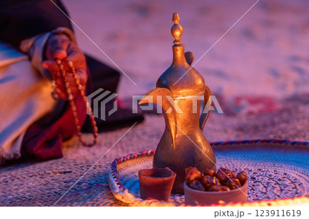 Traditional Bedouin Hospitality in Saudi Arabia. 123911619