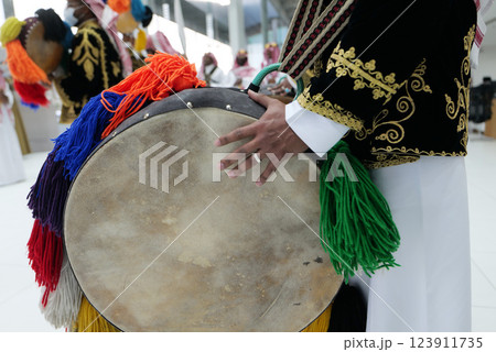 Traditional Saudi Arabian Drum Performance - Cultural Celebration 123911735