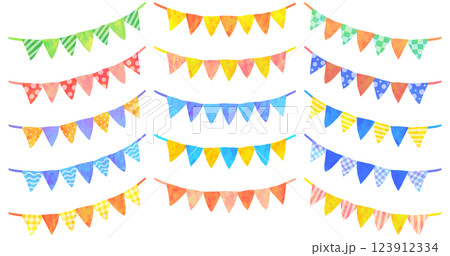 ガーランドのイラストセット ベクター素材 ガーランドのイラストセット ベクター素材 123912334