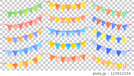 ガーランドのイラストセット ベクター素材 ガーランドのイラストセット ベクター素材 123912334
