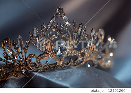 Vintage golden crown with crystals and gemstones. Vintage golden crown with crystals and gemstones. 123912664