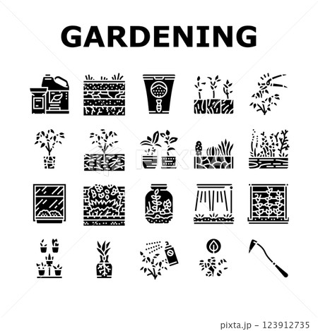 urban gardening agriculture green icons set vector 123912735