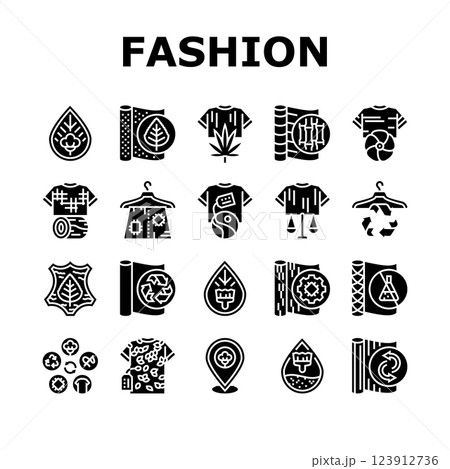 sustainable fashion textile eco icons set vector 123912736
