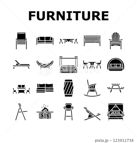 outdoor furniture patio garden icons set vector 123912738