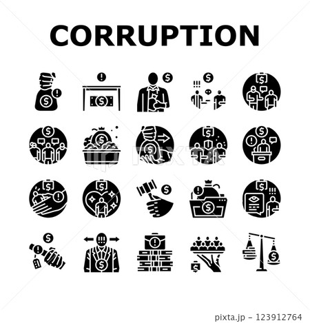 corruption money business cash icons set vector 123912764