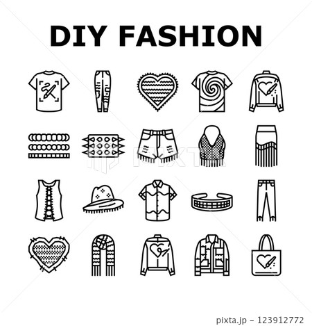 diy fashion fabric handmade icons set vector 123912772