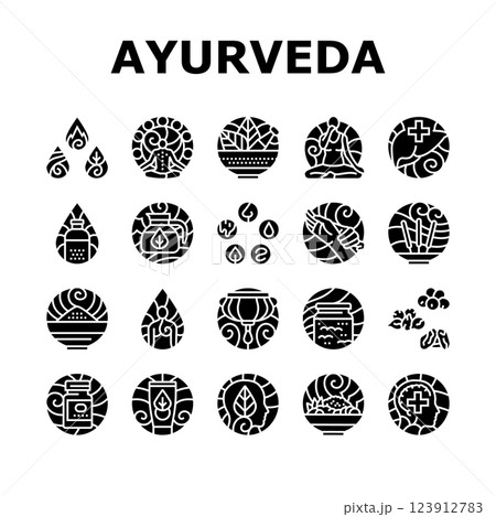 ayurveda dosha vata pitta icons set vector 123912783