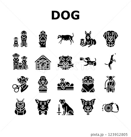 dog breeding genetics pedigree icons set vector 123912805